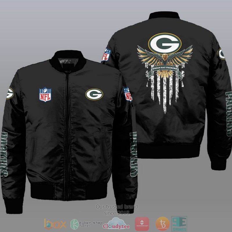NFL Green Bay Packers Eagle Thin Line Flag Bomber Jacket