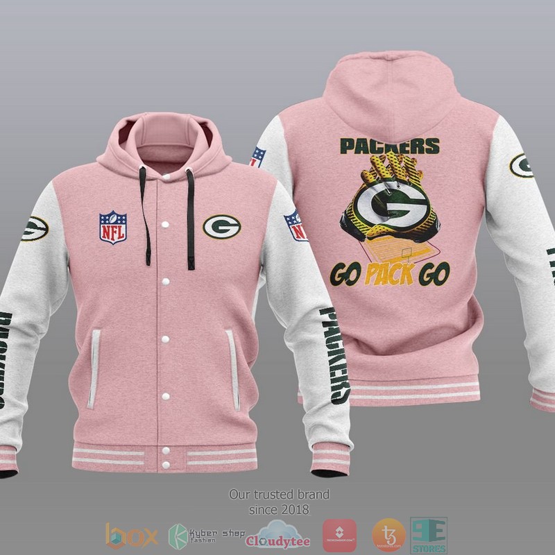 NFL Green Bay Packers Go Pack Go Baseball Jacket Hoodie 1 2 3