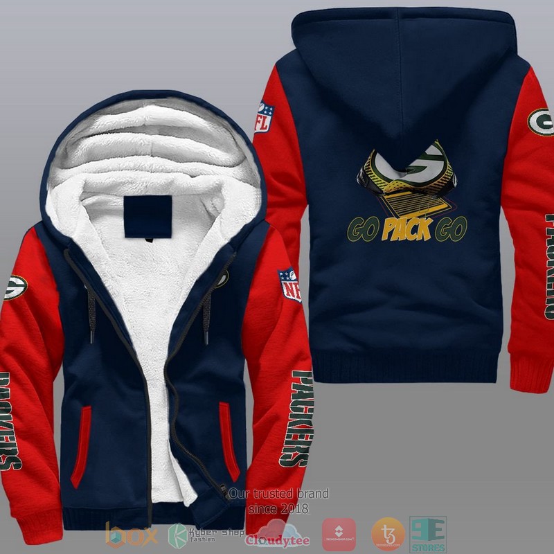 HOT Green Bay Packers Go Pack Go 3D Fleece Hoodie 4 NFL Green Bay Packers Go Pack Go Fleece Hoodie 1 2 3