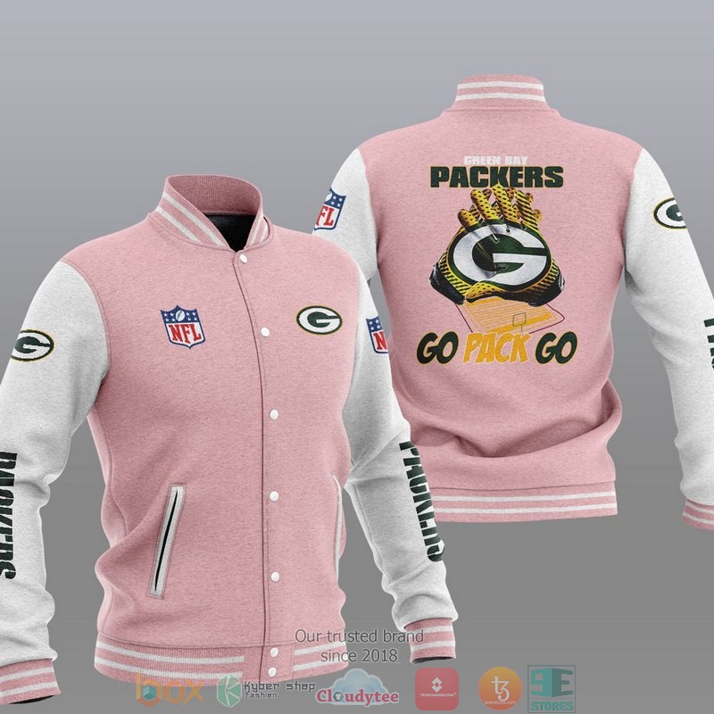 NFL Green Bay Packers Go Pack Go Varsity Jacket 4 NFL Green Bay Packers Go Pack Go Varsity Jacket 1 2 3