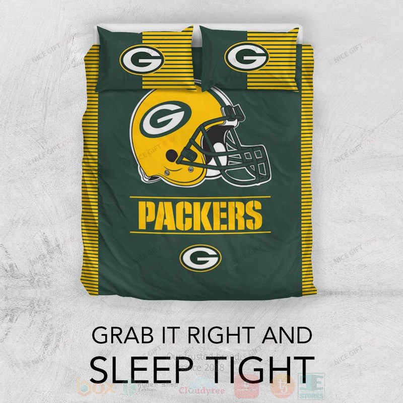 BEST NFL Green Bay Packers Inspired Duvet Cover Bed Sets 3 NFL Green Bay Packers Inspired Bedding Set 1 2