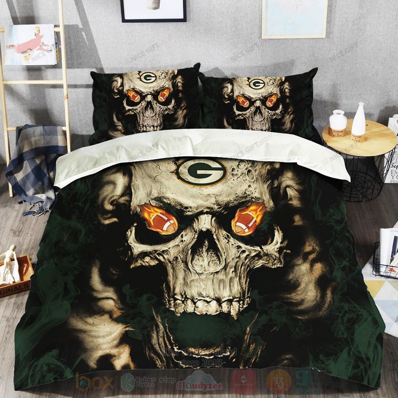 NFL Green Bay Packers Inspired Skull Bedding Set 1