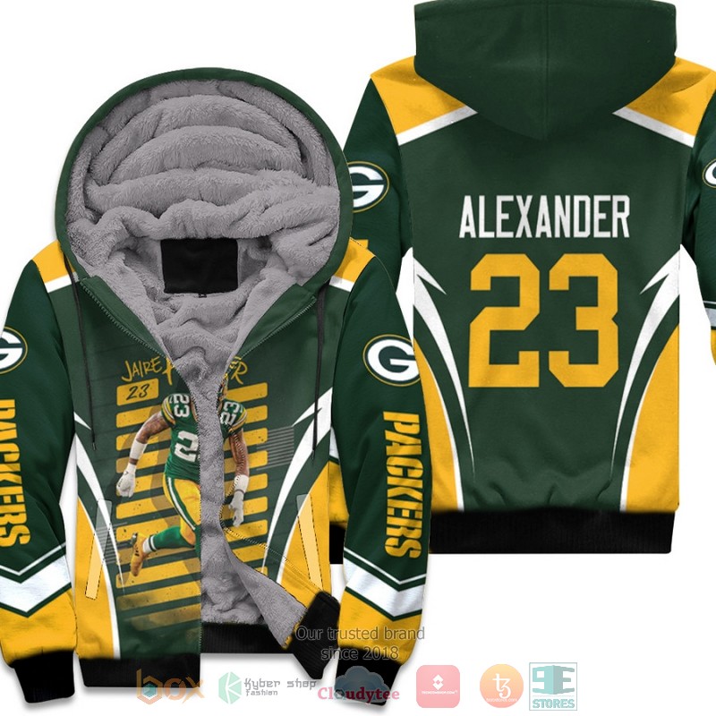 BEST NFL Green Bay Packers Jaire Alexander 23 Green 3D fleece hoodie 3 NFL Green Bay Packers Jaire Alexander 23 Green fleece hoodie