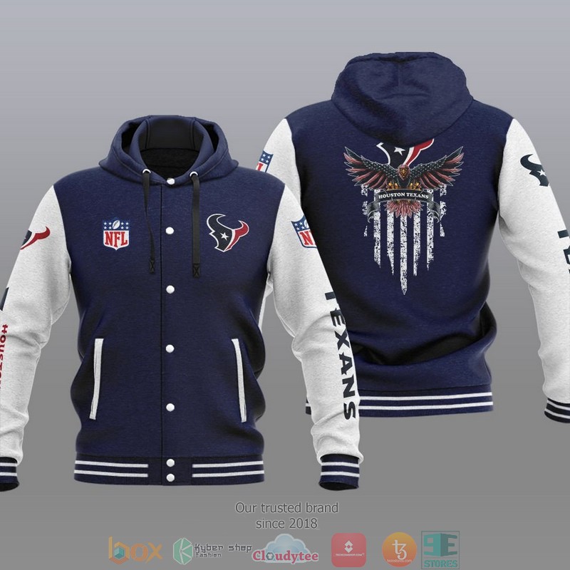 HOT Houston Texans Eagle American Flag Varsity Hoodie Jacket 3 NFL Houston Texans Eagle American Flag Baseball Jacket Hoodie 1 2