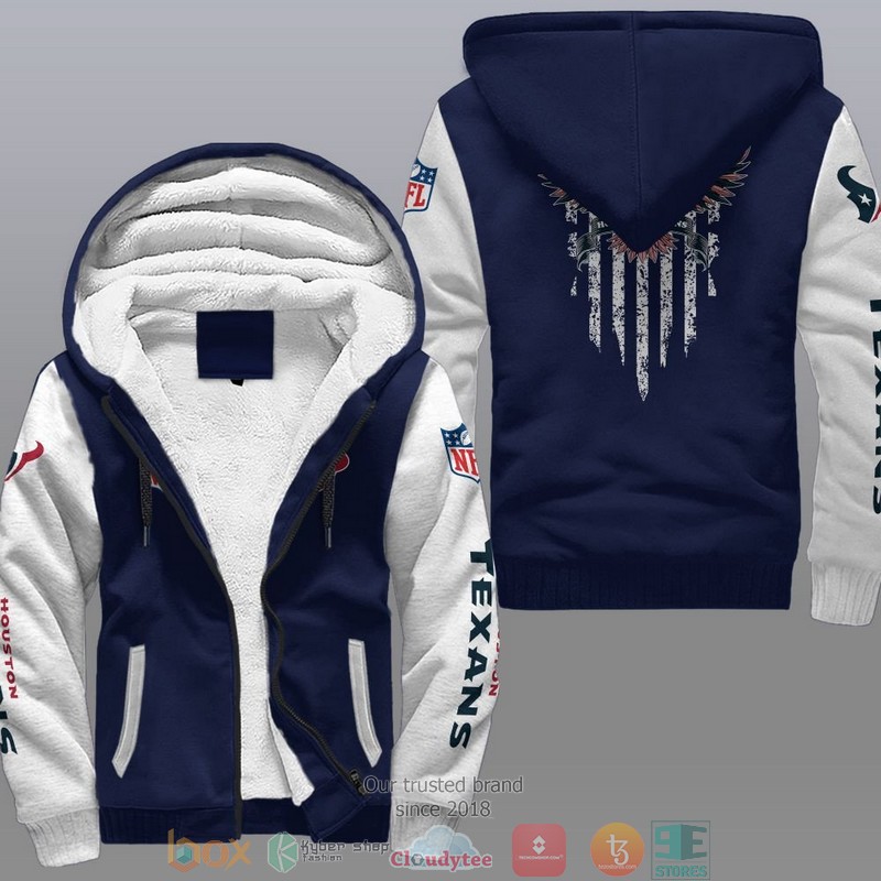HOT Houston Texans Eagle American Flag 3D Fleece Hoodie 3 NFL Houston Texans Eagle American Flag Fleece Hoodie 1 2