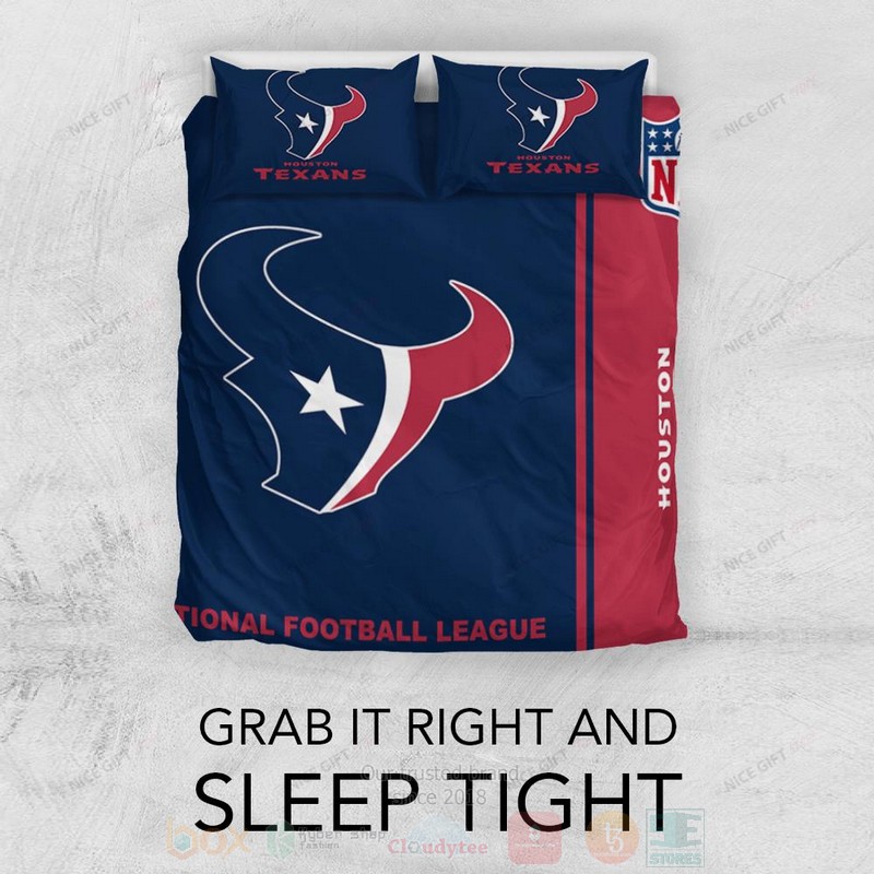BEST NFL Houston Texans Inspired Red-Navy Duvet Cover Bed Sets 3 NFL Houston Texans Inspired Red Navy Bedding Set 1 2