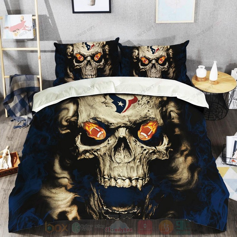 NFL Houston Texans Inspired Skull Bedding Set 1