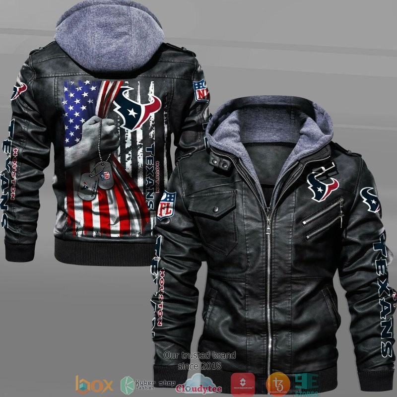 NFL Houston Texans hold American flag 2d leather jacket 5 NFL Houston Texans hold American flag 2d leather jacket