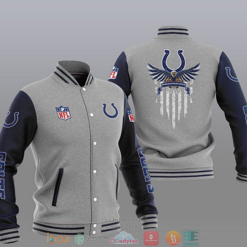 NFL Indianapolis Colts Eagle Thin Line Flag Varsity Jacket 3 NFL Indianapolis Colts Eagle Thin Line Flag Varsity Jacket 1 2