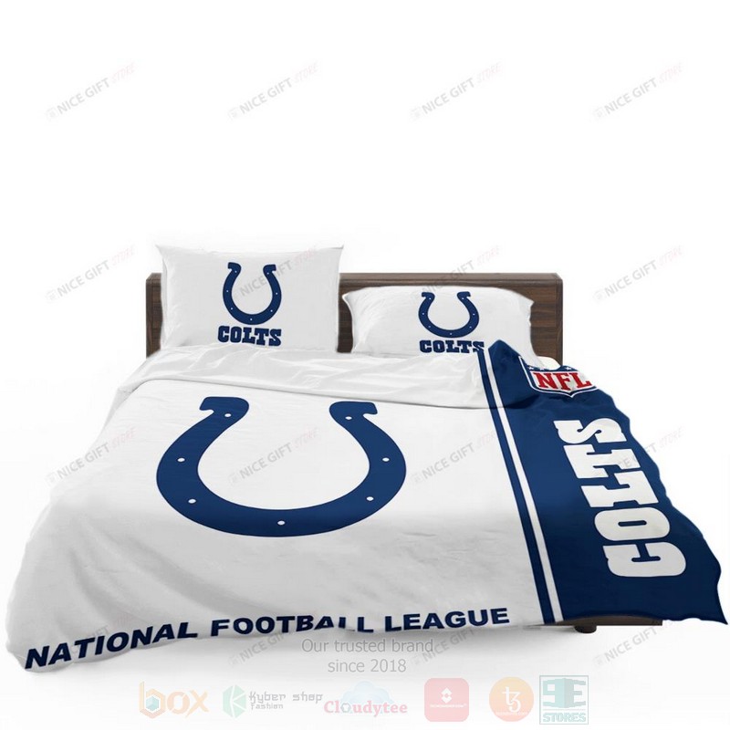 NFL Indianapolis Colts Inspired White Navy Bedding Set