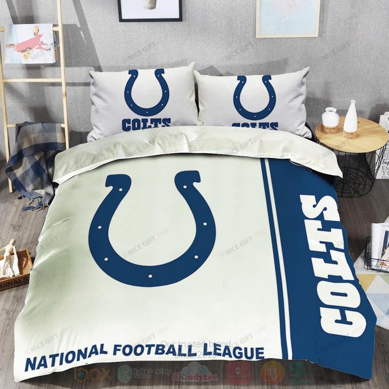 NFL Indianapolis Colts Inspired White Navy Bedding Set 1