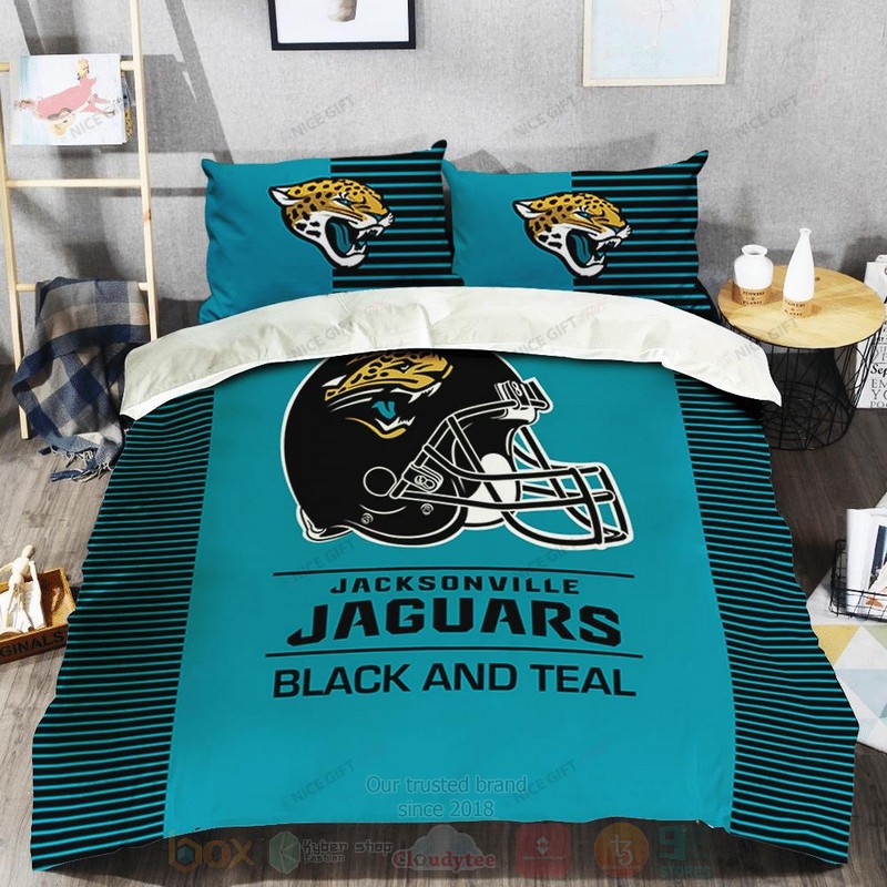 NFL Jacksonville Jaguars Black and Teal Inspired Bedding Set 1