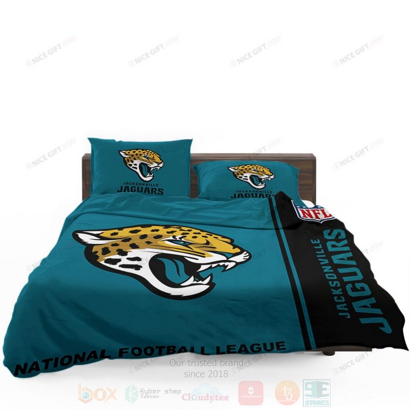NFL Jacksonville Jaguars Inspired Blue Black Bedding Set