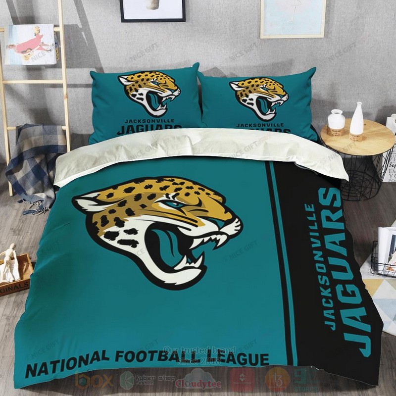 NFL Jacksonville Jaguars Inspired Blue Black Bedding Set 1