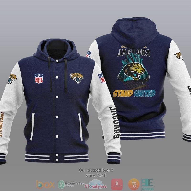 HOT Jacksonville Jaguars Stand United Varsity Hoodie Jacket 3 NFL Jacksonville Jaguars Stand United Baseball Jacket Hoodie 1 2