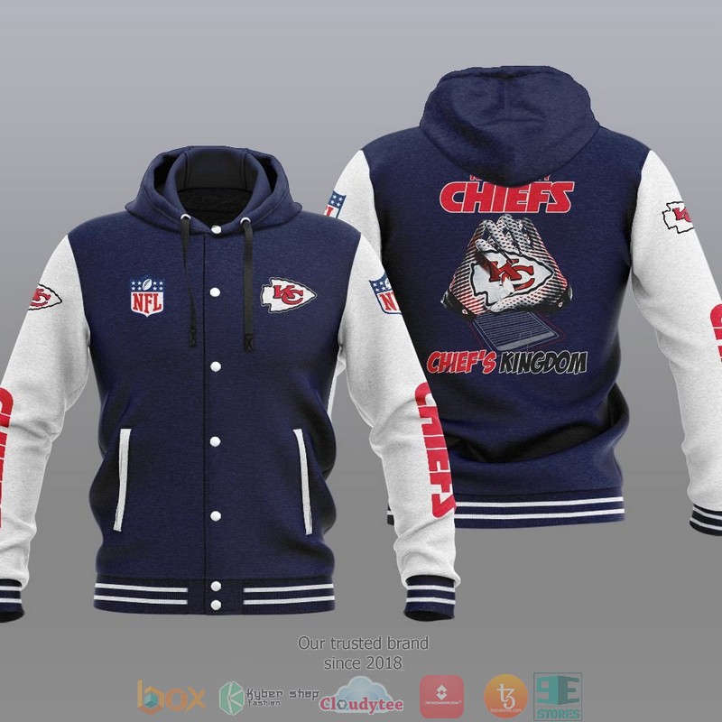 HOT Kansas City Chiefs Chief's Kingdom Varsity Hoodie Jacket 3 NFL Kansas City Chiefs Chiefs Kingdom Baseball Jacket Hoodie 1 2