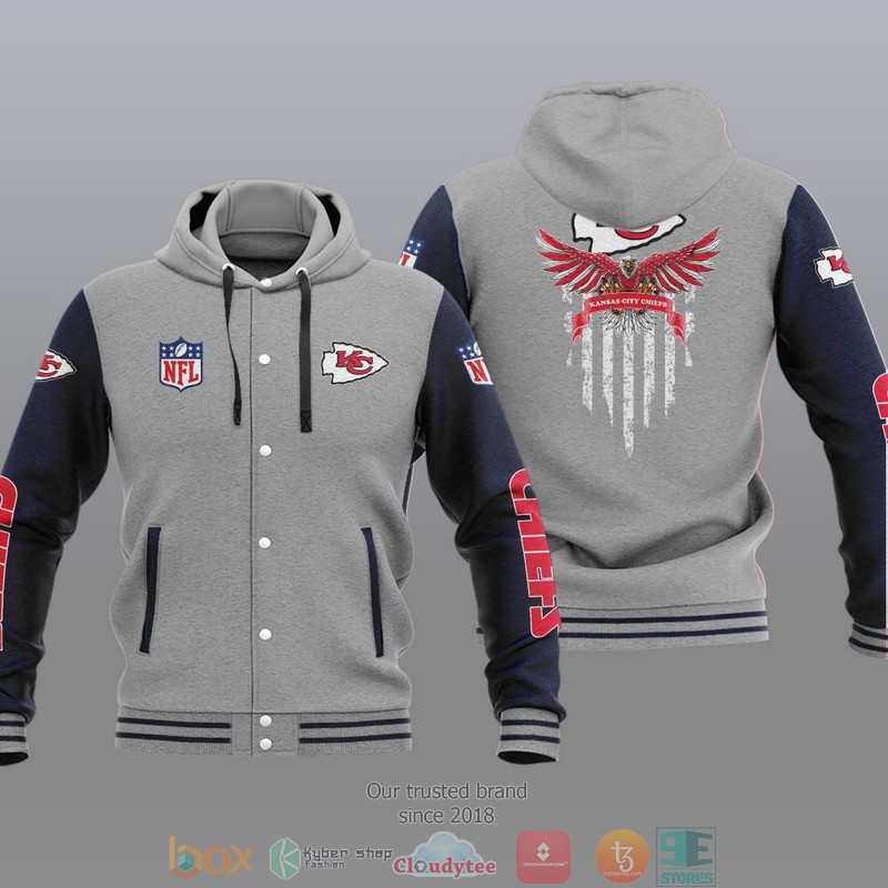 NFL Kansas City Chiefs Eagle American Flag Baseball Jacket Hoodie 1