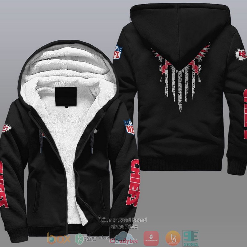 HOT Kansas City Chiefs Eagle American Flag 3D Fleece Hoodie 8 NFL Kansas City Chiefs Eagle American Flag Fleece Hoodie