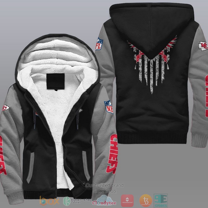 HOT Kansas City Chiefs Eagle American Flag 3D Fleece Hoodie 2 NFL Kansas City Chiefs Eagle American Flag Fleece Hoodie 1