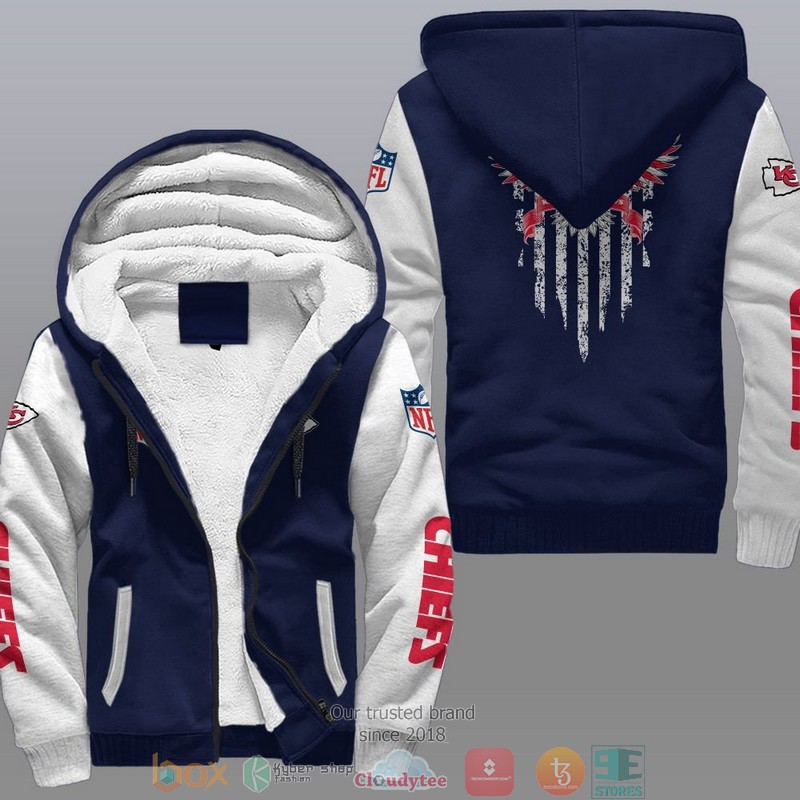 HOT Kansas City Chiefs Eagle American Flag 3D Fleece Hoodie 3 NFL Kansas City Chiefs Eagle American Flag Fleece Hoodie 1 2