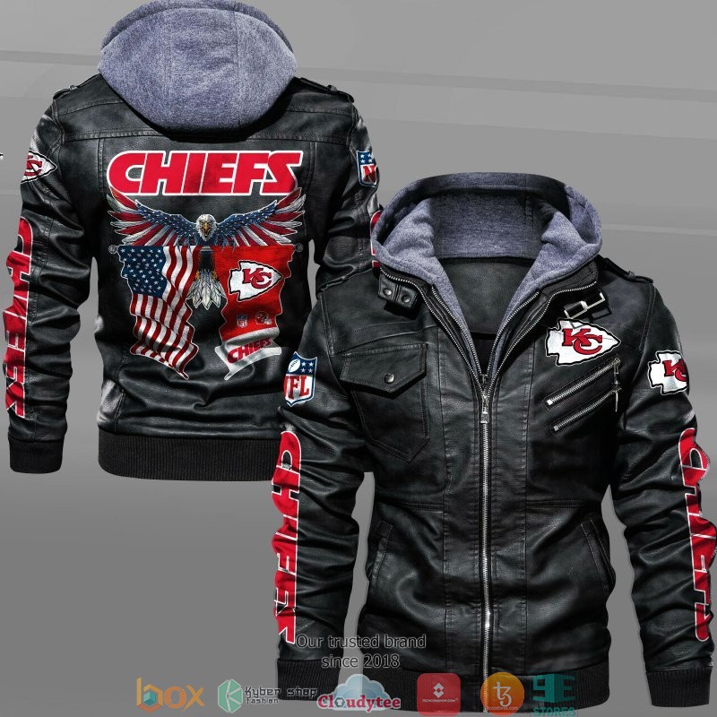 NFL Kansas City Chiefs Eagle American flag 2d leather jacket