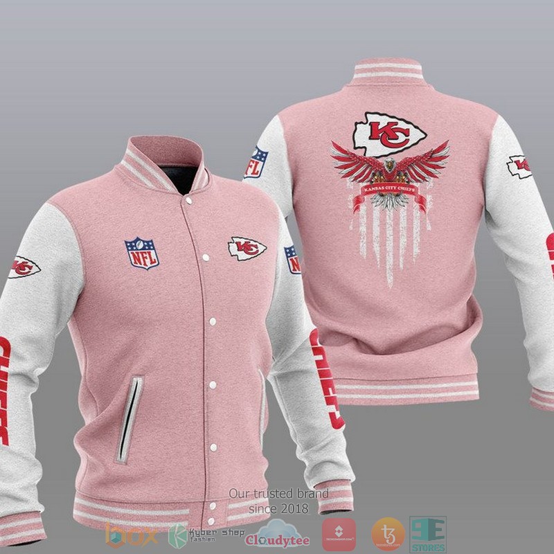 NFL Kansas City Chiefs Eagle Thin Line Flag Varsity Jacket 4 NFL Kansas City Chiefs Eagle Thin Line Flag Varsity Jacket 1 2 3