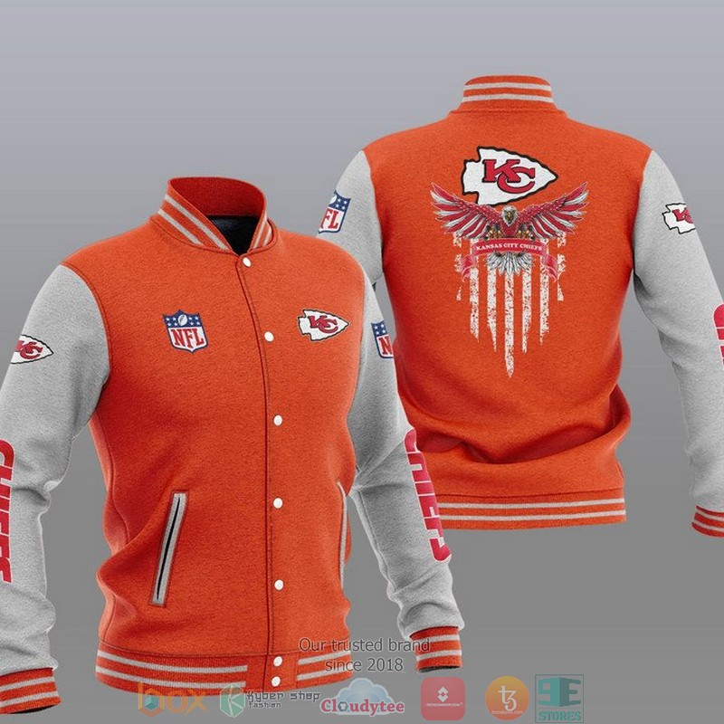 NFL Kansas City Chiefs Eagle Thin Line Flag Varsity Jacket 6 NFL Kansas City Chiefs Eagle Thin Line Flag Varsity Jacket 1 2 3 4 5