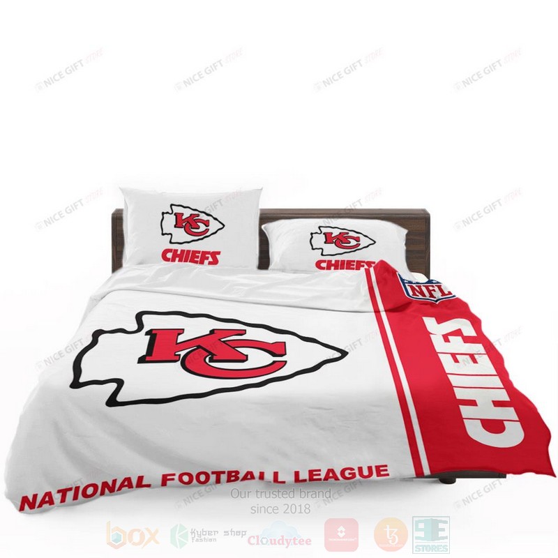 NFL Kansas City Chiefs Inspired Red White Bedding Set