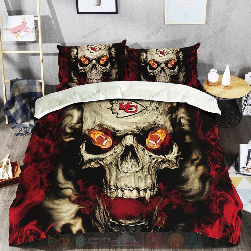 NFL Kansas City Chiefs Inspired Skull Bedding Set 1