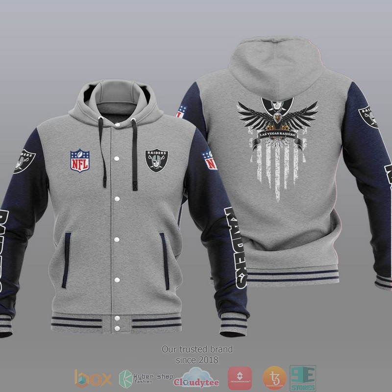 NFL Las Vegas Raiders Eagle American Flag Baseball Jacket Hoodie 1