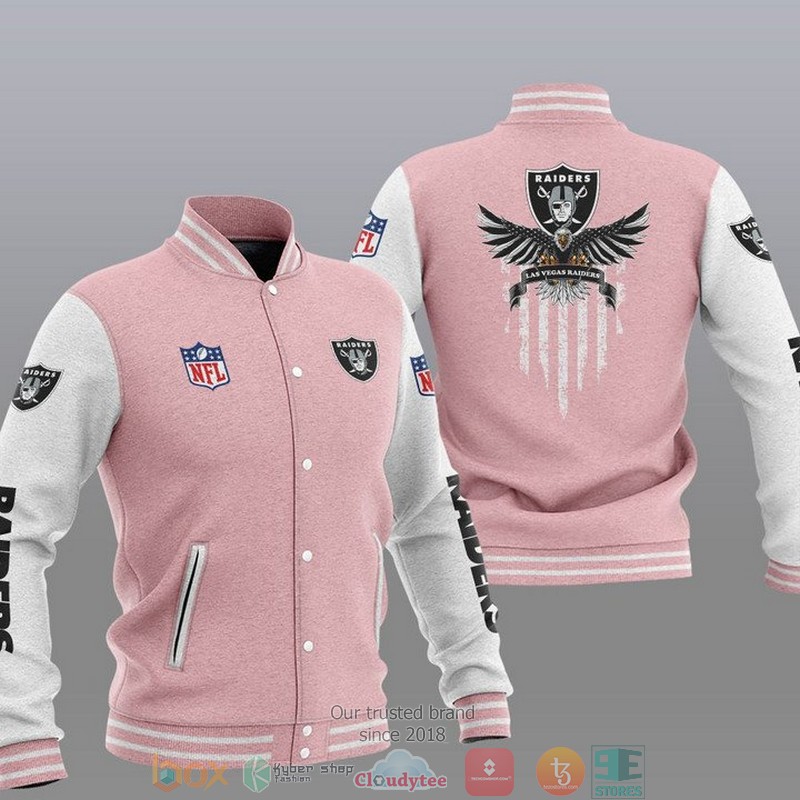 NFL Las Vegas Raiders Eagle Thin Line Flag Varsity Jacket 1 2 3