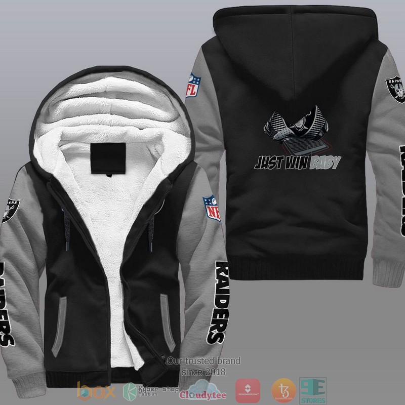 HOT Las Vegas Raiders Just Win Baby 3D Fleece Hoodie 2 NFL Las Vegas Raiders Just Win Baby Fleece Hoodie 1