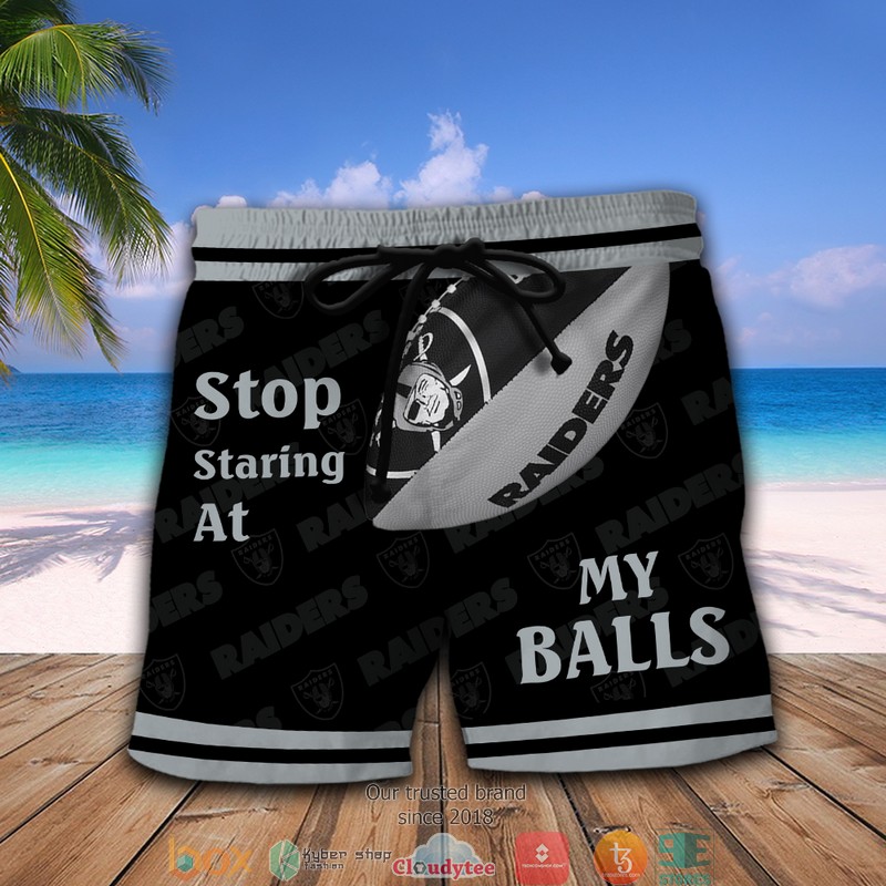 NFL Las Vegas Raiders Stop Staring At My Balls Beach short 1 NFL Las Vegas Raiders Stop Staring At My Balls Beach short