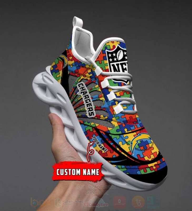 BEST NFL Los Angeles Chargers-Autism Personalized Custom Max Soul Shoes 6 NFL Los Angeles Chargers Autism Personalized Clunky Max Soul Shoes 1 2 3 4 5