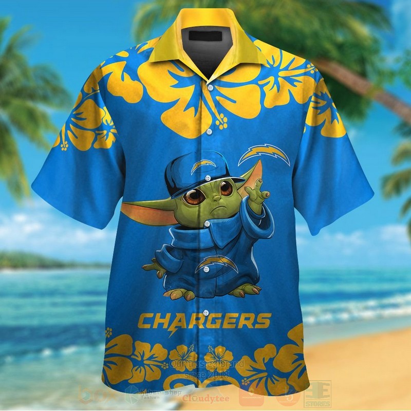 NFL Los Angeles Chargers Baby Yoda Hawaiian Shirt Short