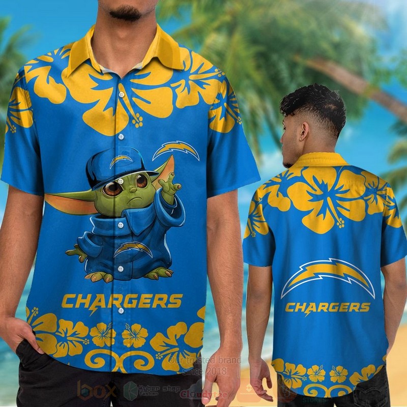 BEST NFL Los Angeles Chargers Baby Yoda Hawaii Shirt, Short 2 NFL Los Angeles Chargers Baby Yoda Hawaiian Shirt Short 1
