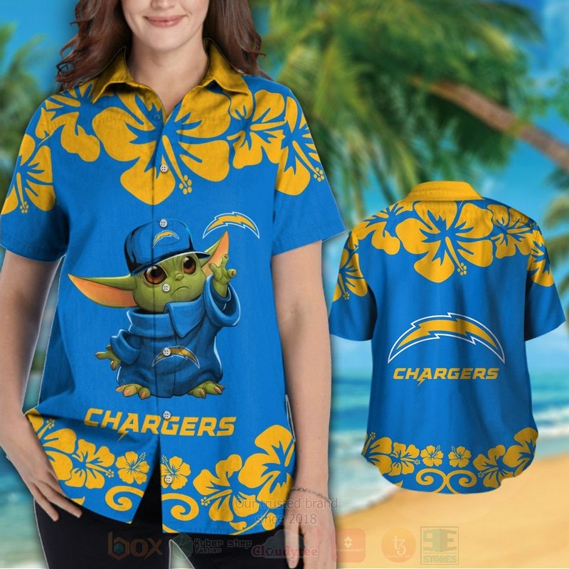 BEST NFL Los Angeles Chargers Baby Yoda Hawaii Shirt, Short 3 NFL Los Angeles Chargers Baby Yoda Hawaiian Shirt Short 1 2