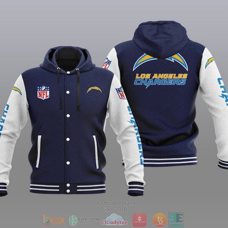 HOT Los Angeles Chargers Varsity Hoodie Jacket 3 NFL Los Angeles Chargers Baseball Jacket Hoodie 1 2