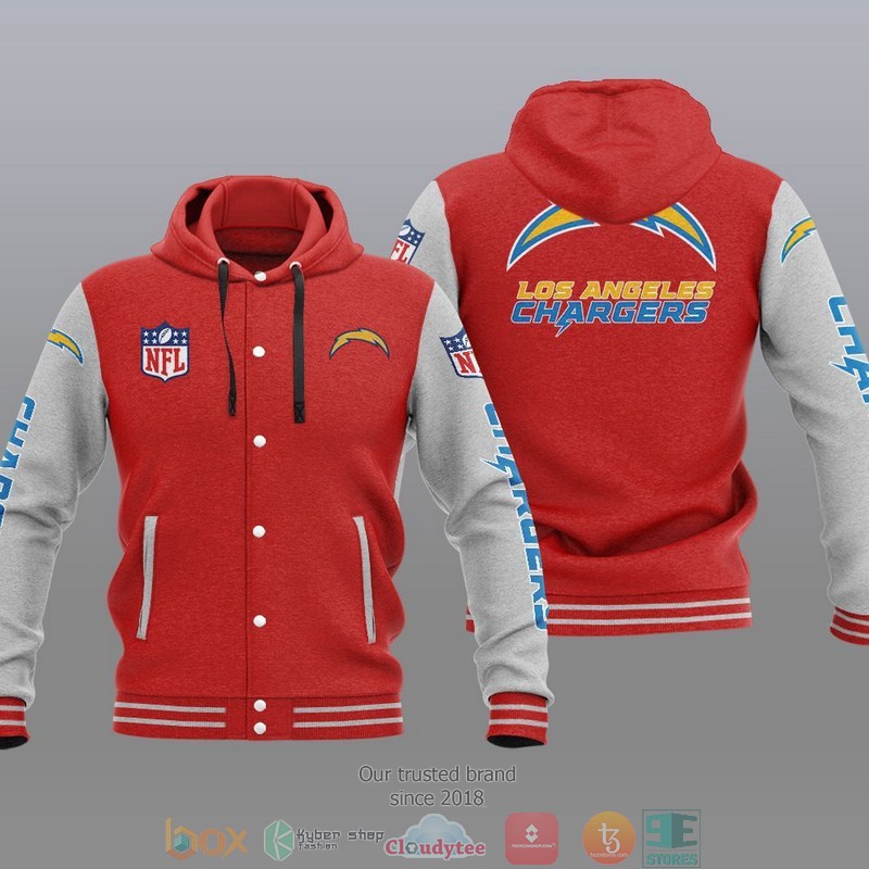 HOT Los Angeles Chargers Varsity Hoodie Jacket 5 NFL Los Angeles Chargers Baseball Jacket Hoodie 1 2 3 4