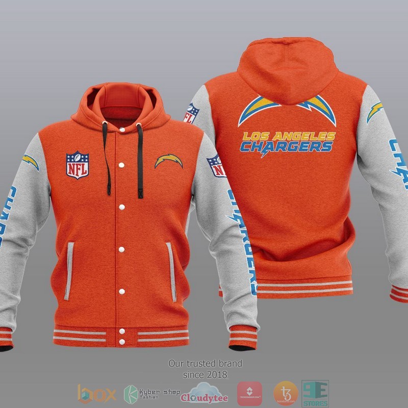 HOT Los Angeles Chargers Varsity Hoodie Jacket 6 NFL Los Angeles Chargers Baseball Jacket Hoodie 1 2 3 4 5