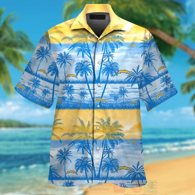 BEST NFL Los Angeles Chargers Blue-White Hawaii Shirt, Short 12 NFL Los Angeles Chargers Blue White Hawaiian Shirt Short