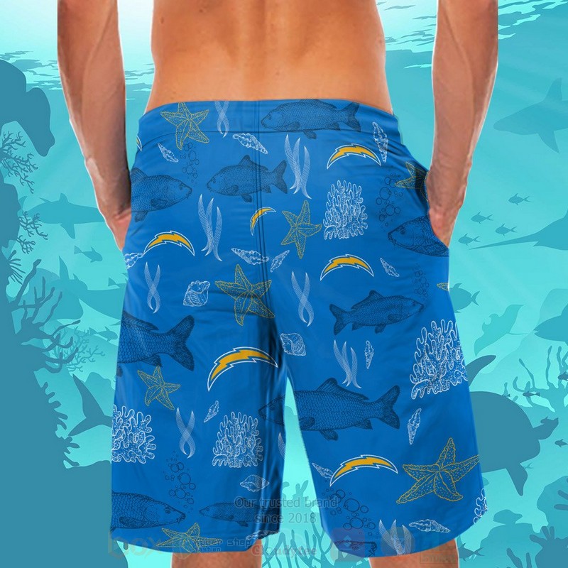 BEST NFL Los Angeles Chargers Blue Fish Hawaii Shirt, Short 6 NFL Los Angeles Chargers Blue Fish Hawaiian Shirt Short 1 2 3 4 5