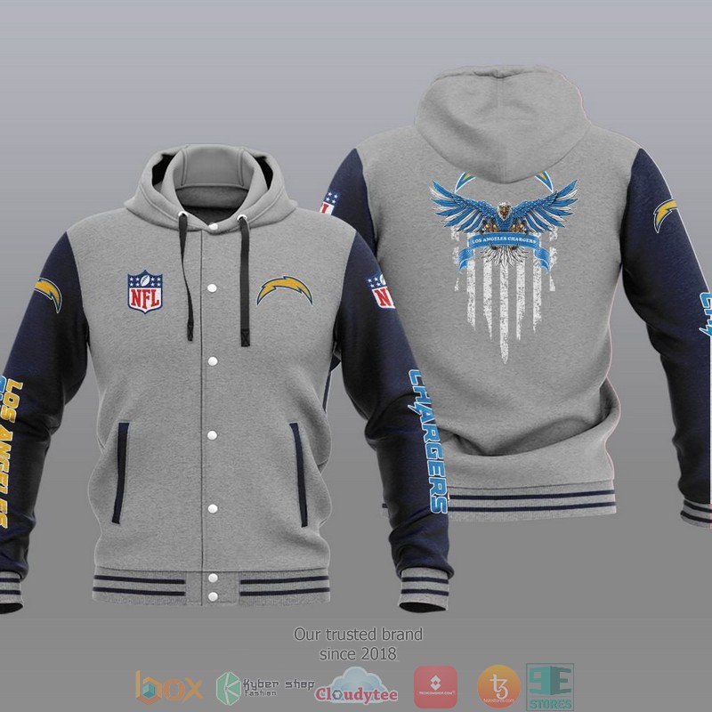 NFL Los Angeles Chargers Eagle American Flag Baseball Jacket Hoodie 1