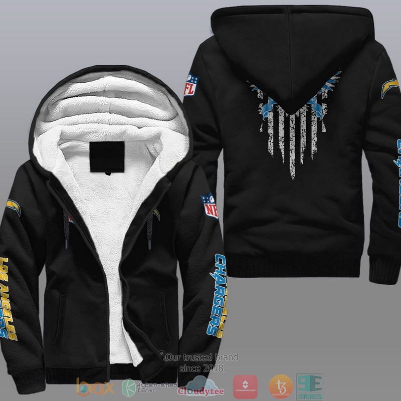 HOT Los Angeles Chargers Eagle American Flag 3D Fleece Hoodie 9 NFL Los Angeles Chargers Eagle American Flag Fleece Hoodie