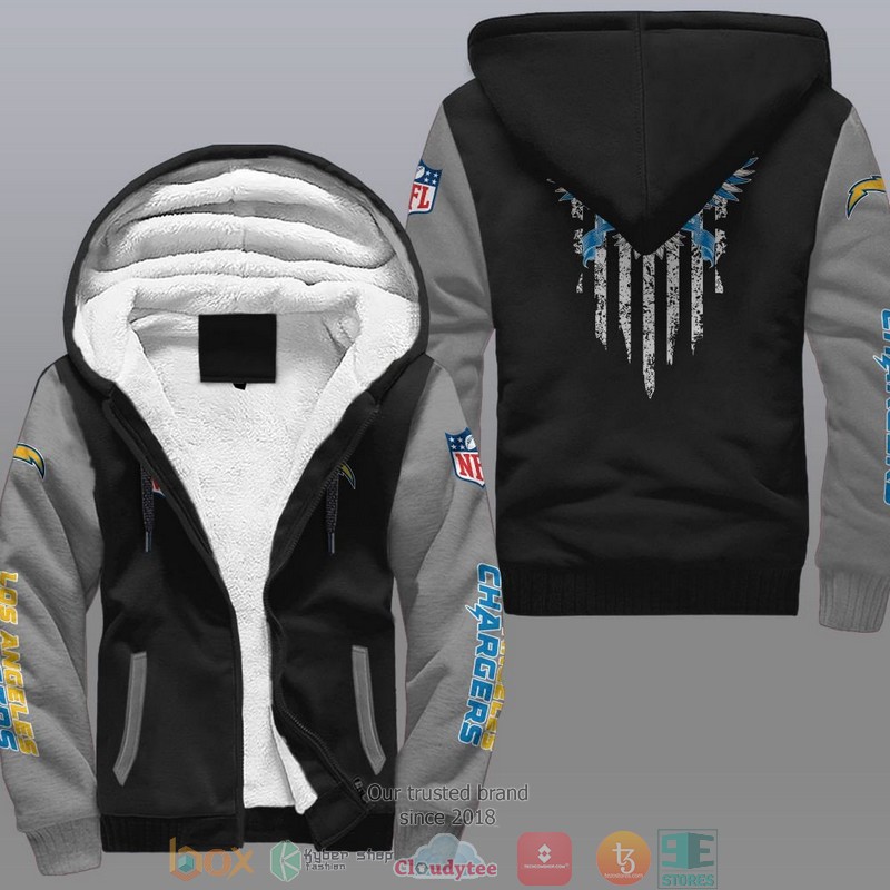 HOT Los Angeles Chargers Eagle American Flag 3D Fleece Hoodie 2 NFL Los Angeles Chargers Eagle American Flag Fleece Hoodie 1