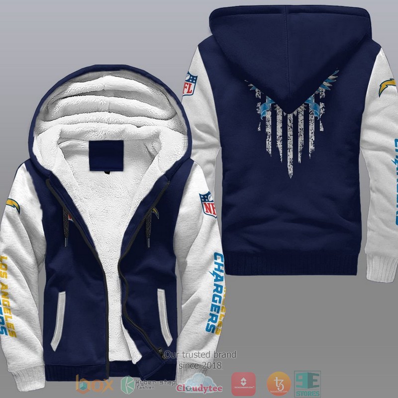 HOT Los Angeles Chargers Eagle American Flag 3D Fleece Hoodie 3 NFL Los Angeles Chargers Eagle American Flag Fleece Hoodie 1 2
