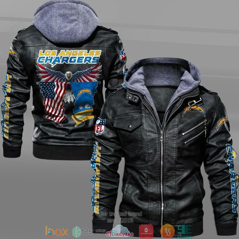NFL Los Angeles Chargers Eagle American flag 2d leather jacket