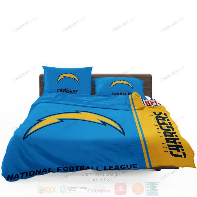 NFL Los Angeles Chargers Inspired Blue Yellow Bedding Set