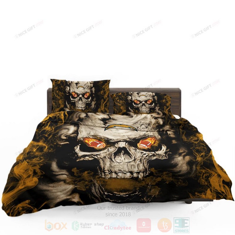 NFL Los Angeles Chargers Inspired Skull Bedding Set