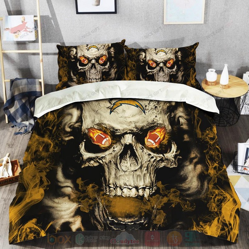 NFL Los Angeles Chargers Inspired Skull Bedding Set 1